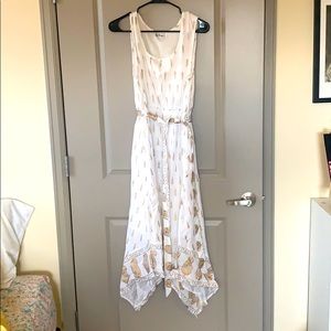 White and gold long dress